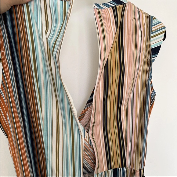 Donna Morgan Multi Color Striped Sleeveless Dress Plunge Neck Size 8 - Picture 7 of 7